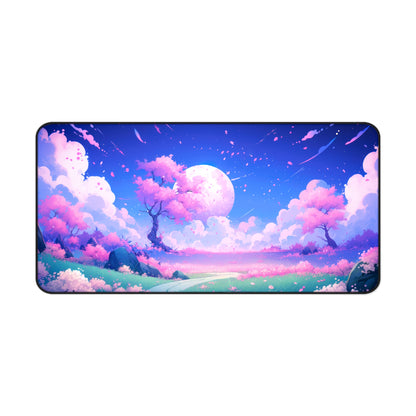 LoFi Anime Desk Mat, Cute Kawaii Cloudy Sky Landscape XXL Mouse Pad