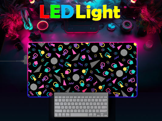 LED Desk Mat - Black Memphis