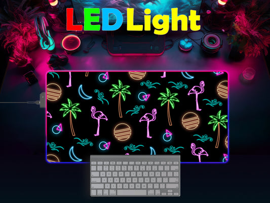 LED Desk Mat - Flamingo Nights